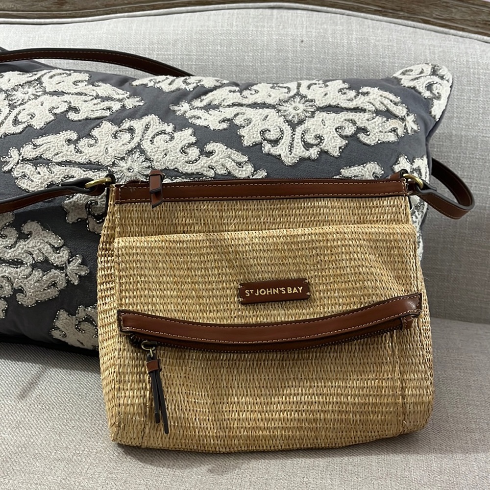 St. John’s Bay Straw weave leather crossbody